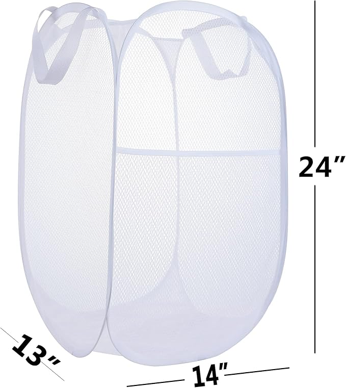 2 Pack Laundry Basket, Foldable Mesh Popup Laundry Hamper