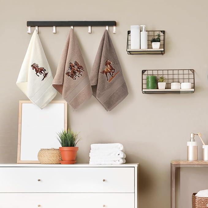 3 Pcs Western Horse Hand Towels Set