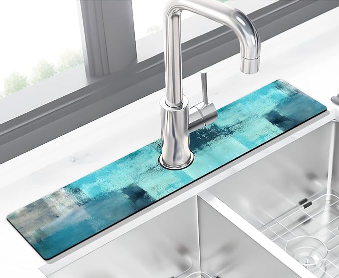 Kitchen Sink Splash Guard Faucet Mat -2 PC Super Absorbent Fast Drying Mat Sink