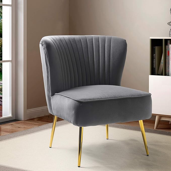 HULALA HOME Velvet Accent Chair, Modern Upholstered Cute Side Chair