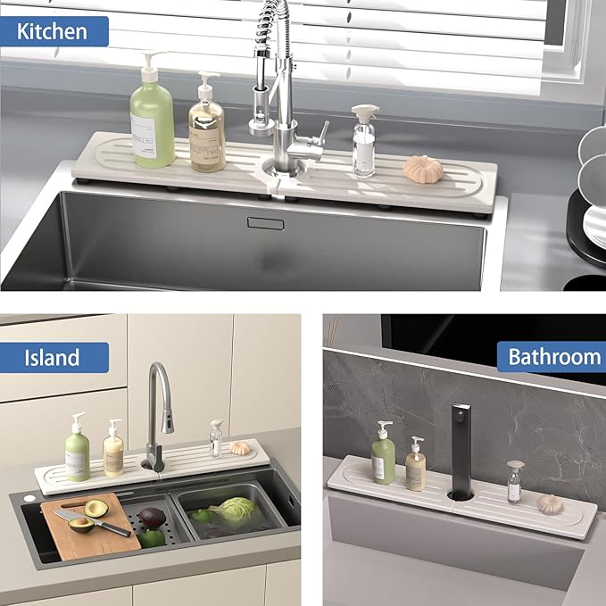 Kitchen Faucet Mat, Diatomite Sink Faucet Mat Splash Guard