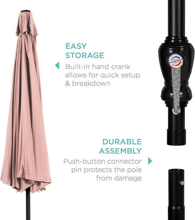 Best Choice Products 10ft Outdoor Table Compatible Steel Polyester Market Patio Umbrella w/Crank and Easy Push Button Tilt