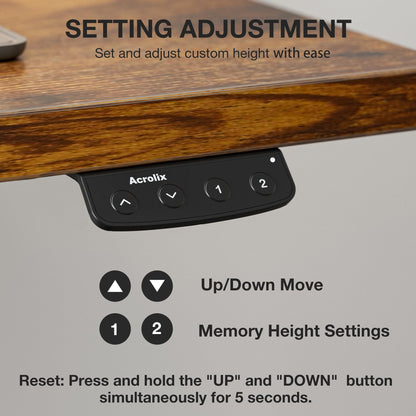 Acrolix Electric Standing Desk, Height Adjustable Home Office Desk with Memory Presets & Cable Management,Rustic Brown Sit Stand Desk for Work from Home, Ergonomic Computer Desk (63" x 24")