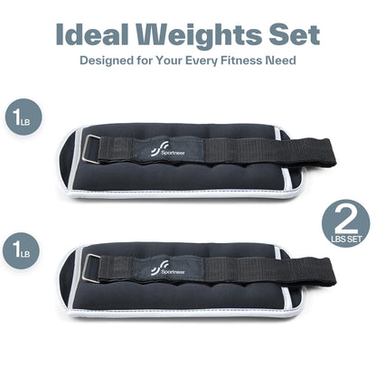 Sportneer Ankle Weights Wrist Weights - 0.5/1/2/3/5 LBS Pair for Men Women Kids Strength Training Wrist and Ankle Weights Set Comfortable and Soft Perfect for Dancing Running Walking Fitness Workout