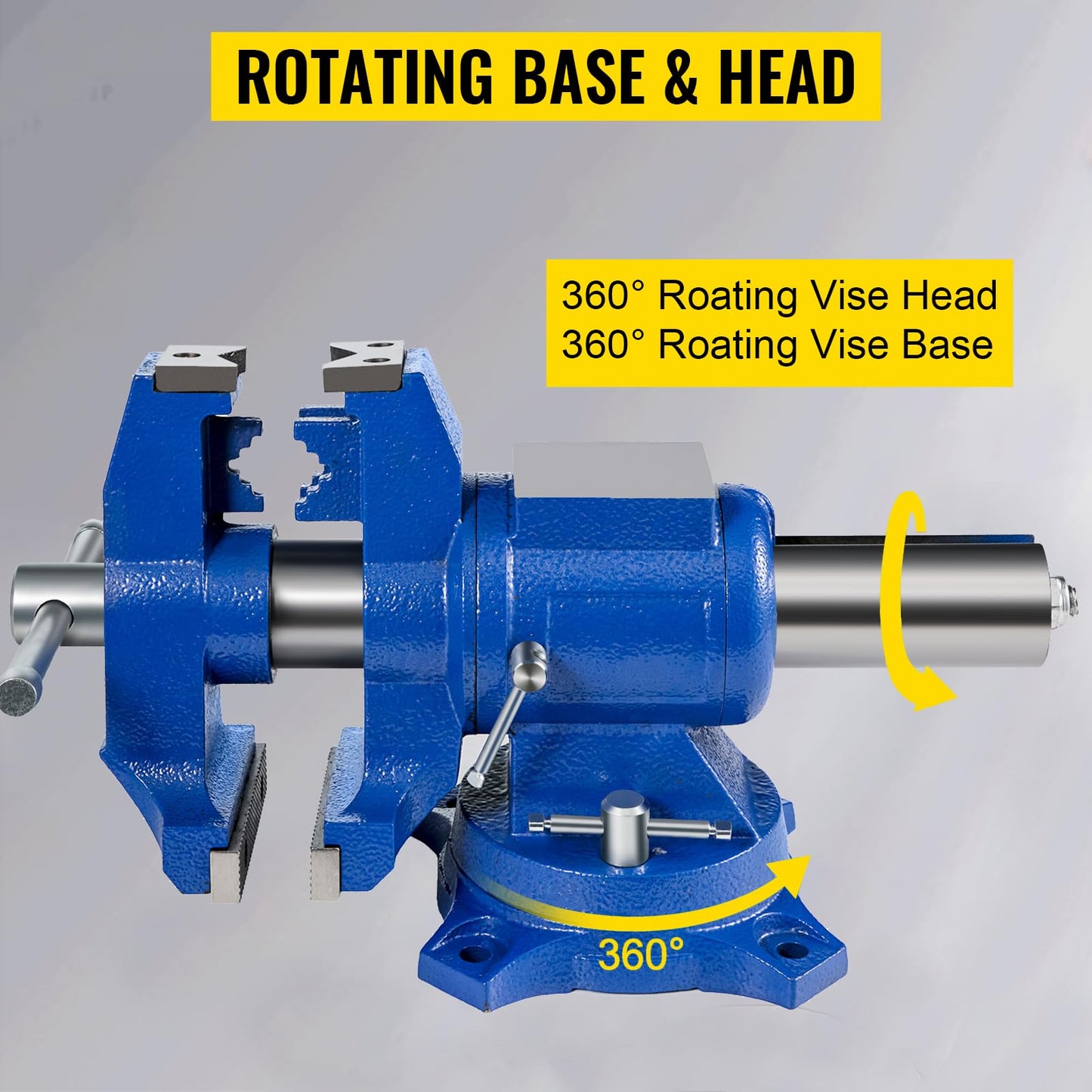 VEVOR Bench Vise 6 Inch, Double Swivel Rotating Heavy Duty Vise Head/Body Rotates 360°,Pipe Vise Bench Vices 30Kn Clamping Force,for Clamping Fixing Equipment Home or Industrial Use
