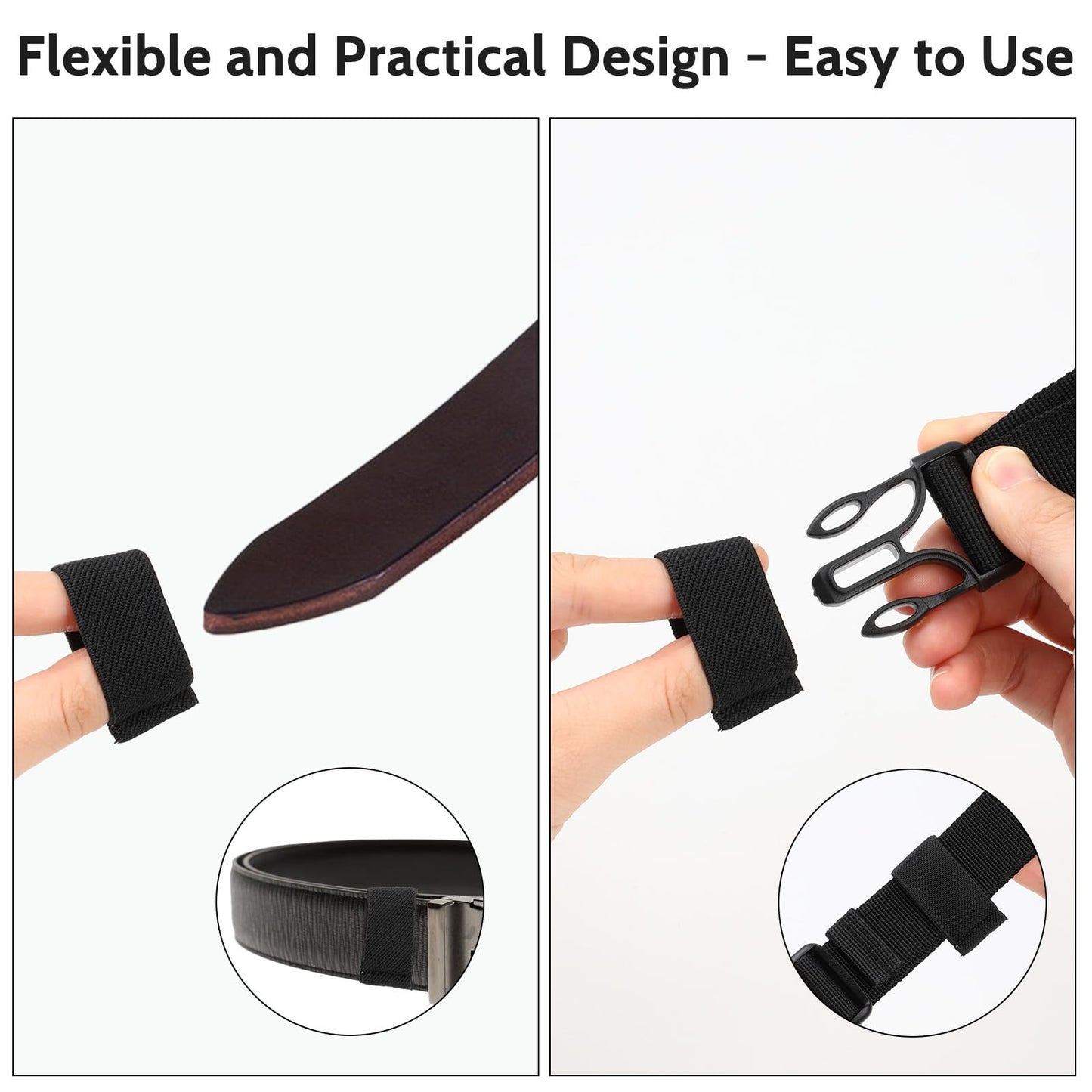 Bewudy 10 Pack Elastic Belt Keeper Strap, Nylon Canvas Web Belt Elastic Loop Keeper, Organizers Backpack Strap, Holder Retainer Band for 1.5" Wide Belts or Straps (Black)