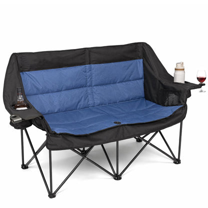 Double Camping Chairs for Adults Folding Loveseat, Heavy Duty Oversized 2 Person Camping Couch Outdoor Portable Folding Chair for Lawn, Patio, Beach