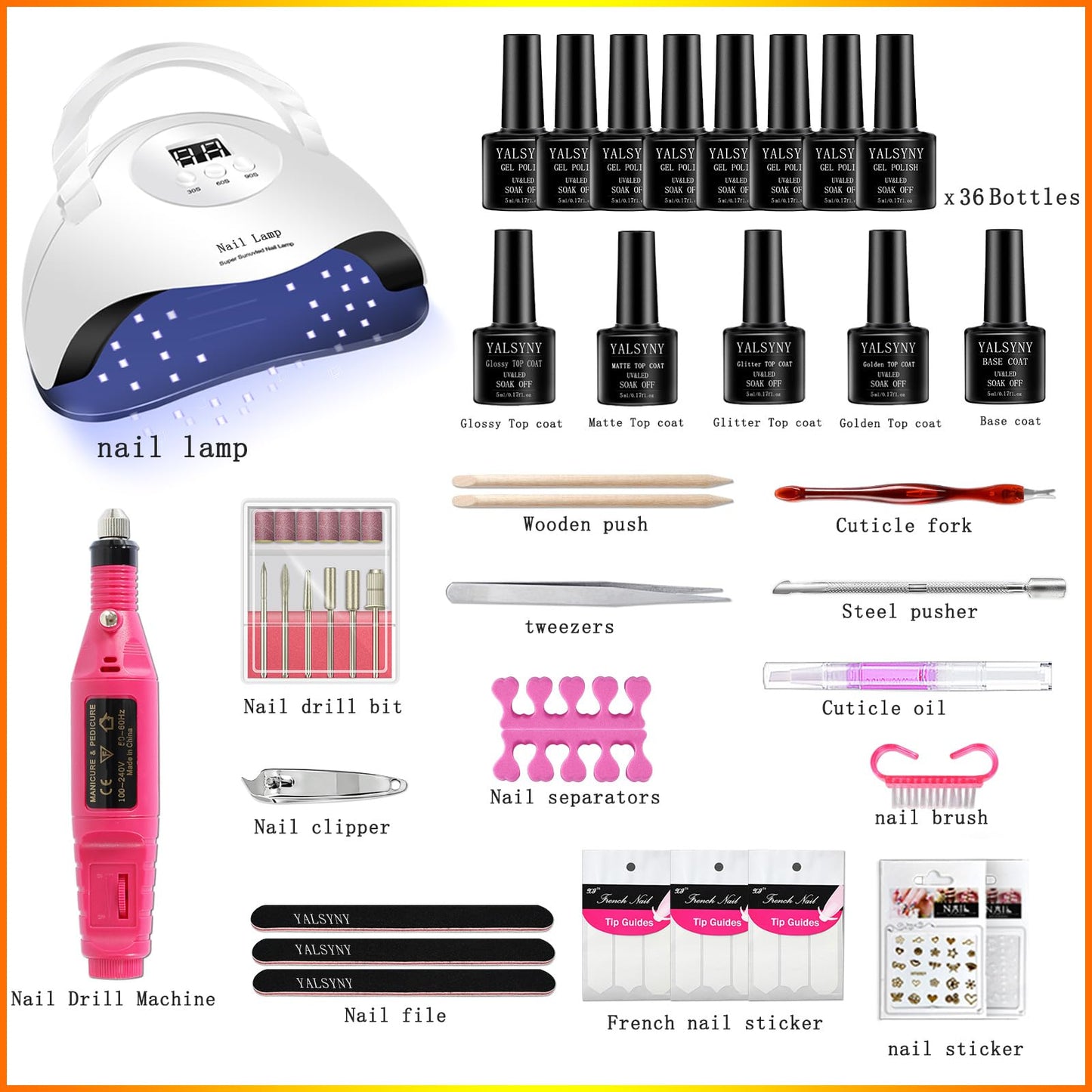 YALSYNY NAIL POLISH KIT with U V Lamp and Drill Starter Kit 36 Colors Gel Nail Polish Nail Art Gel Manicure Kit