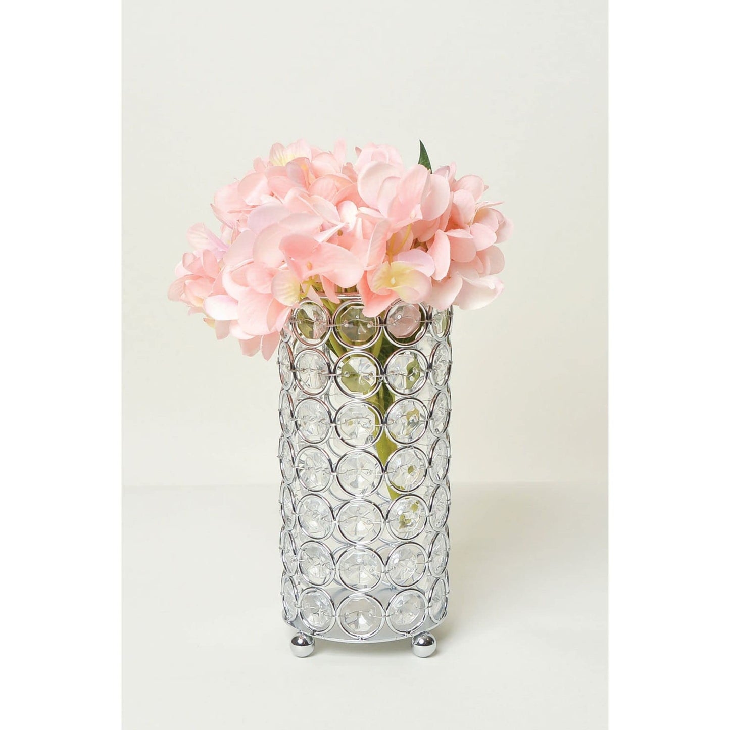 Elegant Designs HG1002-CHR Elipse Crystal Decorative Flower Vase, Candle Holder, Wedding Centerpiece, 6.75 Inch, Chrome