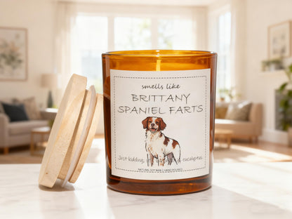 Brittany Spaniel Gifts & Decor, Dog Mom Gift for Women, Smells Like Brittany Spaniel Farts Candle - Lavender & Eucalyptus, Crafted by Natural Soy Wax & Natural Essential Oils