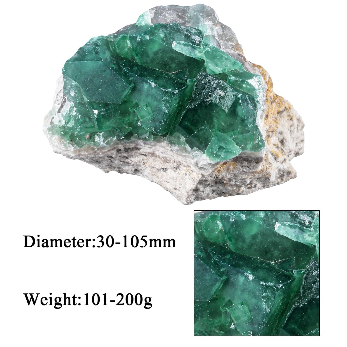 Rockcloud Natural Fluorite Crystal Geode Cluster Irregular Mineral Raw Stone Reiki Specimen for Chakra Meditation, 0.22-0.44 lb