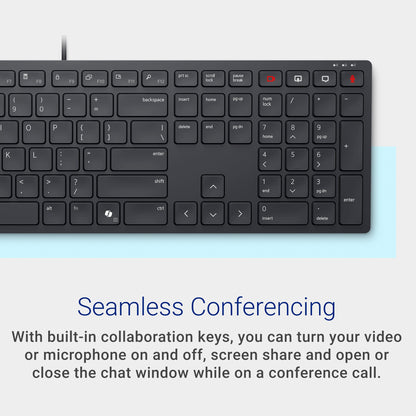 Dell Wireless Keyboard and Mouse - KM3322W, Wireless - 2.4GHz, Optical LED Sensor, Mechanical Scroll, Anti-Fade Plunger Keys, 6 Multimedia Keys, Tilt Leg - Black