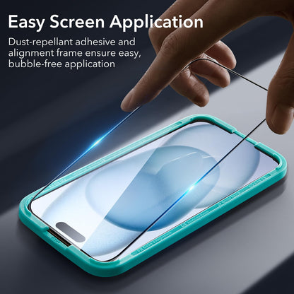 ESR 3 Pack for iPhone 15 Pro Max Screen Protector, [9H Hardness] [Military Grade Shatterproof] Full Coverage Tempered Glass Film with Easy Installation Tool, HD Clear, Scratch Resistant
