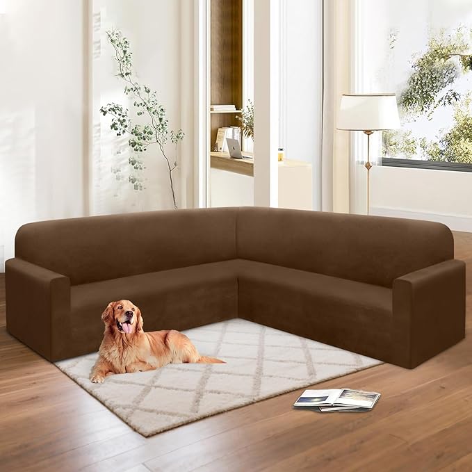 HDCAXKJ Corner Sectional Couch Covers Velvet Stretch L Shape Sofa Cover Soft