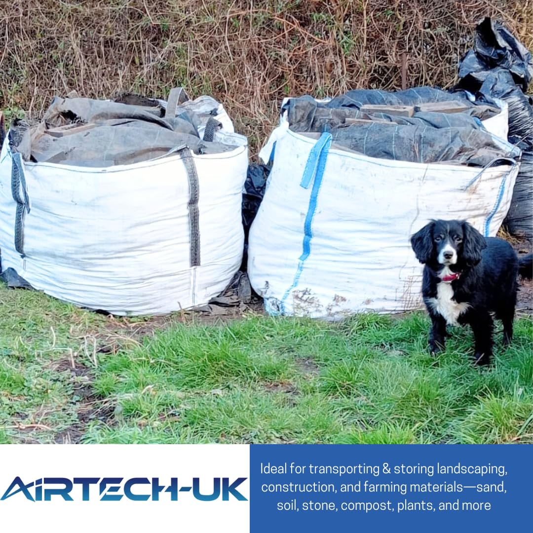 Airtech-UK New FIBC Bulk Bag Builders Garden Waste Heavy Duty Industrial polypropylene Material 1 Tonne TON Jumbo Bags Storage Sack Various Quantity (2)