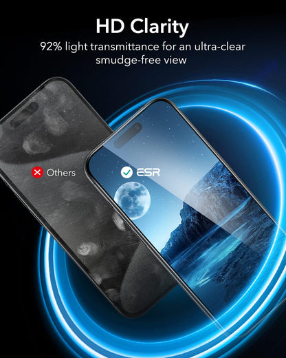ESR 3 Pack for iPhone 16 Pro Max Screen Protector, [9H Hardness] [Military Grade Shatterproof] Tempered Glass Film with Flawless Fit Tray, HD Clear, Scratch Resistant