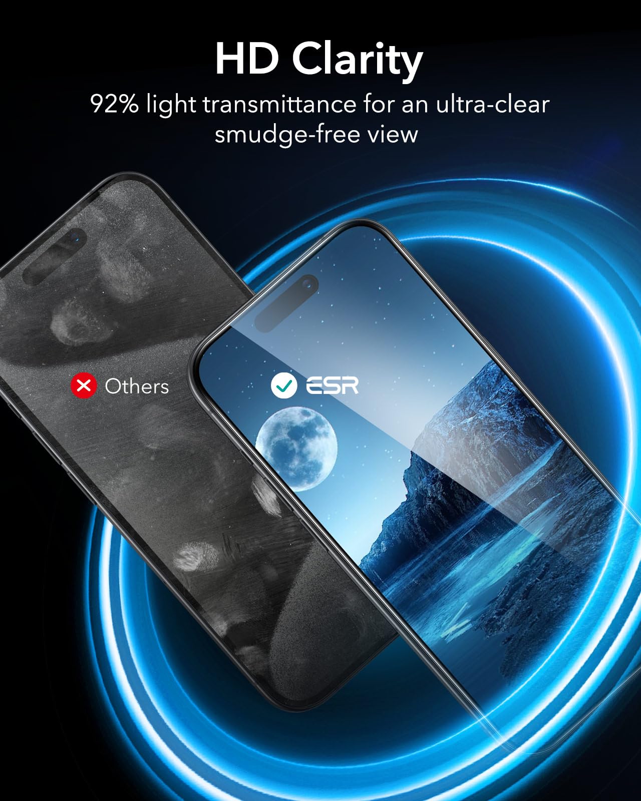 ESR 3 Pack for iPhone 15 Pro Max Screen Protector, [9H Hardness] [Military Grade Shatterproof] Full Coverage Tempered Glass Film with Easy Installation Tool, HD Clear, Scratch Resistant