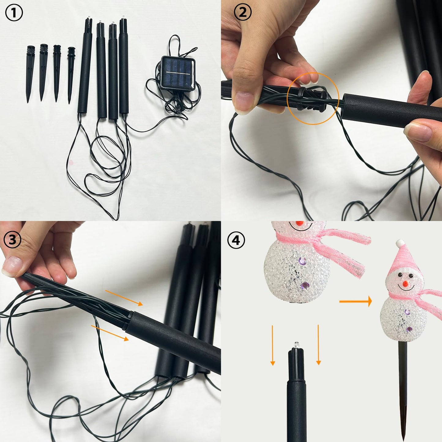 Taoushuleng Christmas Pink Snowman Pathway Lights, Solar Powered Snowman Light with 4 Stakes with 8 Lighting Modes for Pathway, Winter Yard, Garden Decor (Pink Snowman)