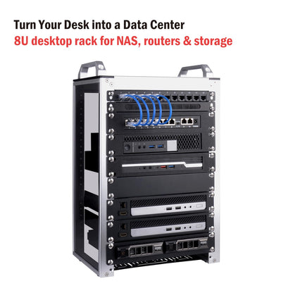 GeeekPi 8U Network Rack, 10 inch Mini Server Rack for Network, Servers, Audio, and Video Equipment, DeskPi RackMate T1, 7.87 inch Depth