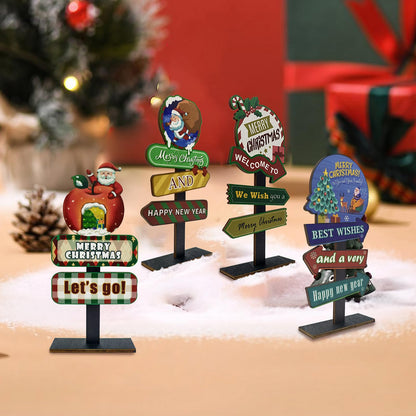 YvSuZeBuDa Christmas Table Decorations, 4 Piece Wooden Rectangular Sign Boards, Rustic Farmhouse Style, Polychrome, 8.86 x 4.72 Inches, Wall Mount with Twine, Cozy Theme (Christmas Apple)