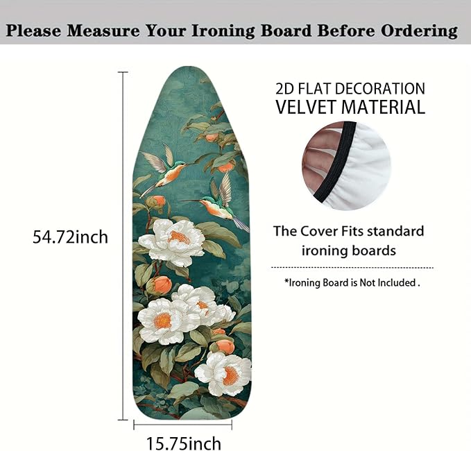 Nuxovilar Hummingbird & Peony Ironing Board Cover, 15 * 54inch, Fit Most