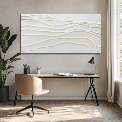 Framed Neutral Abstract Wall Art White Pictures Wall Decor Textured Canvas Painting Artwork for Dining Room Bedroom Home Decorations 24x48 Inch
