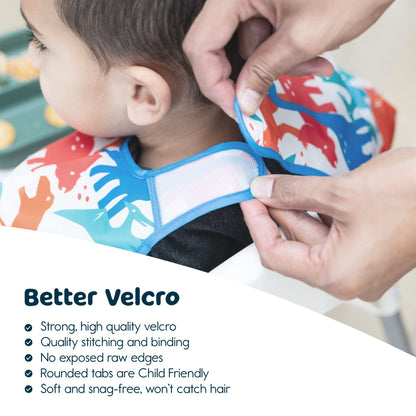 Tiny Twinkle Mess Proof Baby Bib,Waterproof Smock Baby Bib for Eating,Machine Washable Long Sleeve Bib,Baby Led Weaning,Toddler Bib,BLW Supplies(Dinosaur, Small 6-24 Months)