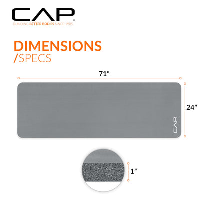 CAP Barbell 1-Inch High Density Exercise Yoga Mat with Strap | Multiple Colors