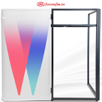 AxcessAbles Portable White DJ Facade Booth with Carry Case – 40" x 20" Tabletop, Steel Frame, and White Scrim | White DJ Table | Event Booth (ES-01X)