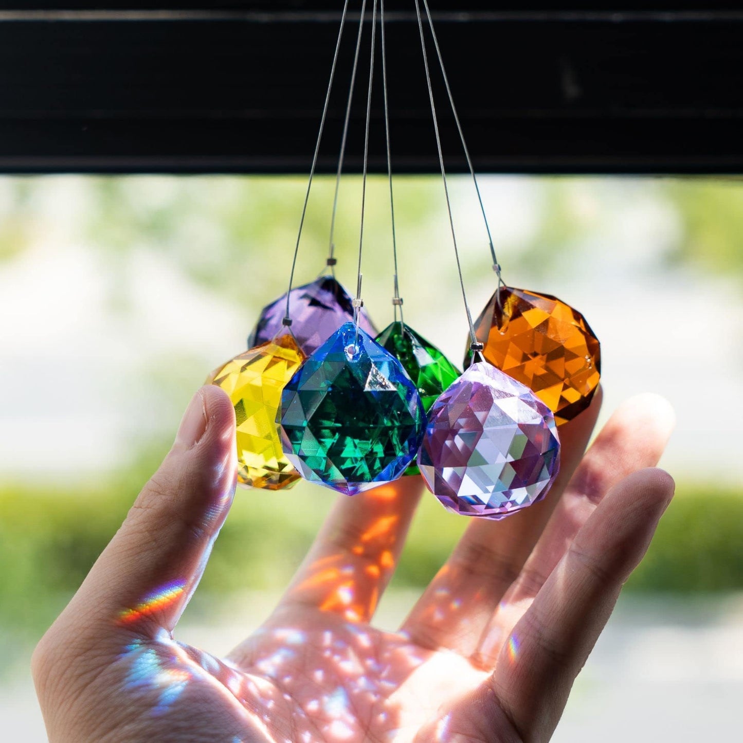 HDCRYSTALGIFTS 15pcs Crystal Ball Prism 30mm Handmade Feng Shui Faceted Sun Catchers Rainbow Maker Suncatchers for Window Hanging,Glass Ball Ornaments for Christmas Tree (Multi-Color)