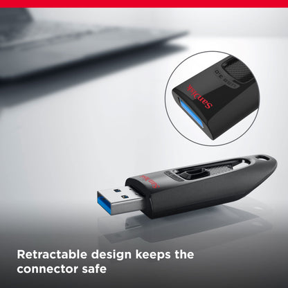 SanDisk Ultra 128GB ,USB 3.0, Flash Drive, with up to 130 MB/s read speed, black