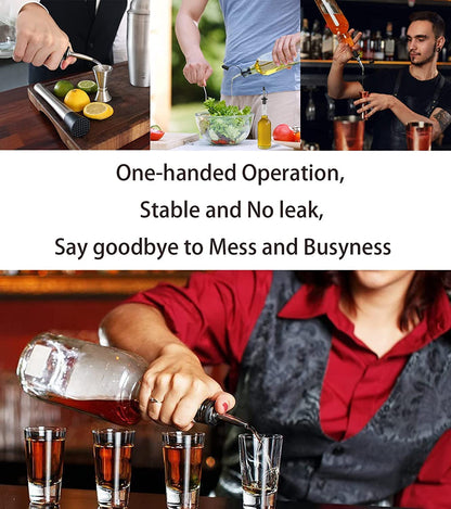 Pafusen 6 Pack Liquor Bottle Pourers, Liquor Pour Spout for Liquor Bottles, Stainless Steel Olive oil Dispenser Spout, Alcohol Pourer Spouts Dust Caps Covers Fixed, Sliver