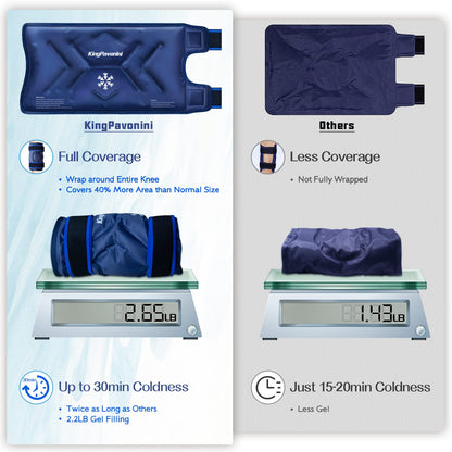 KingPavonini XXL Knee Ice Pack Wrap Around Entire Knee After Surgery, Large Reusable Gel Ice Pack for Injuries, Pain Relief, Swelling, Sports Injuries, 1 Pack (Blue)