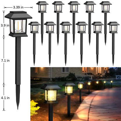 Solar Lights Outdoor,12 Pack Waterproof Auto On/Off Solar Pathway Lights for Your Garden, Landscape, Path, Yard, Patio, Driveway,Walkway Decor