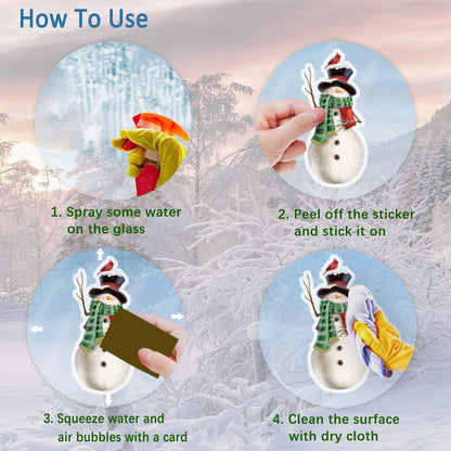 Christmas Window Clings，Snowflake Stickers，Snowman Decals，Stickers for Windows Glass，Winter Window Cling，Christmas Decorations Holiday