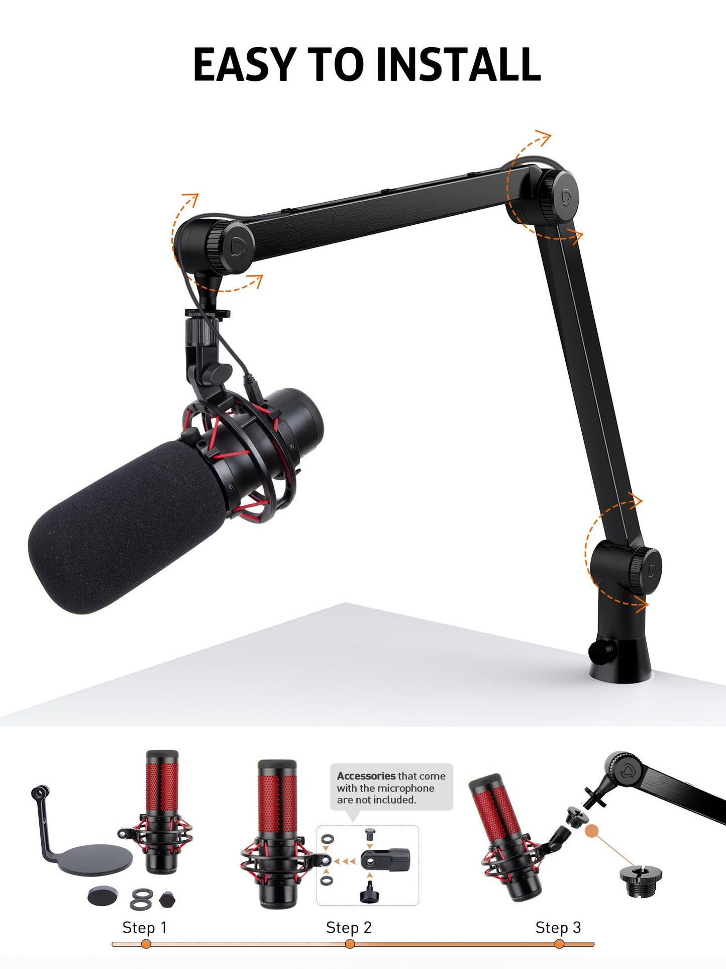 Metal Desk Clamp For Microphone Suspension Boom Scissor Arm Stand Holder with Adjustable Screw by SUNMON