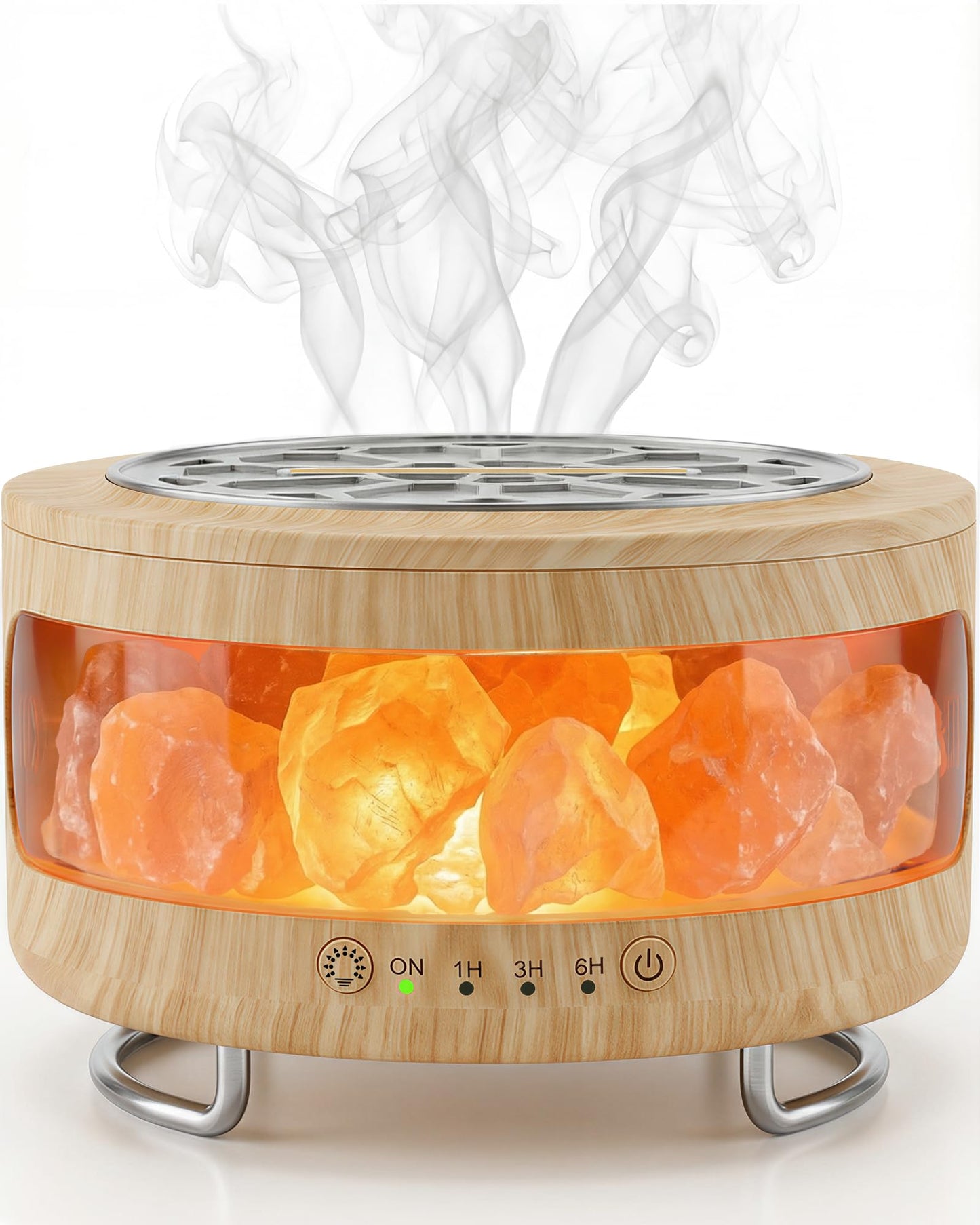 Essential Oil Diffuser with Himalayan Salt Lamp, 350ml Ultrasonic Aromatherapy Humidifier, 7 Colors LED Light, Timer & Auto Shut-Off for Home Bedroom Office Spa Yoga