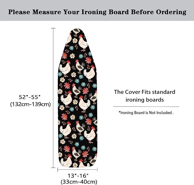 Chicken Floral Ironing Board Cover and Pad Full Size Ironing Mat