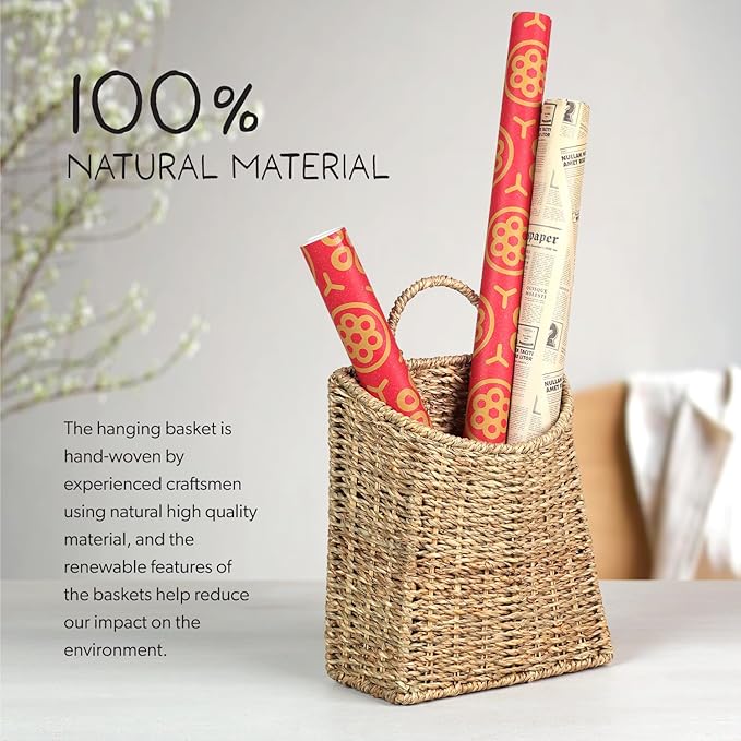 Woven Hanging Seagrass Baskets, Hanging Wall Wicker Basket, Handmade Organizer