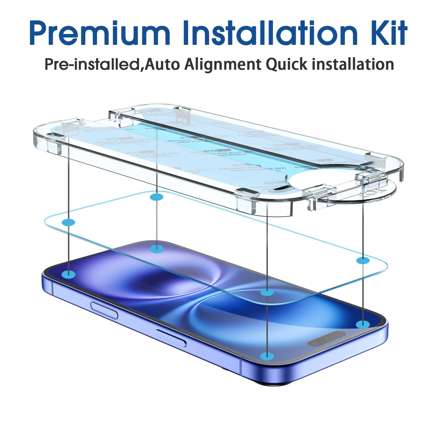 amFilm Easiest Installation OneTouch for iPhone 15 Pro Max Screen Protector [6.7 Inch] Tempered Glass + Camera Lens Protector, Auto-Alignment Tech, Bubble Free, Case Friendly, Anti-Scratch [2+2 Pack]