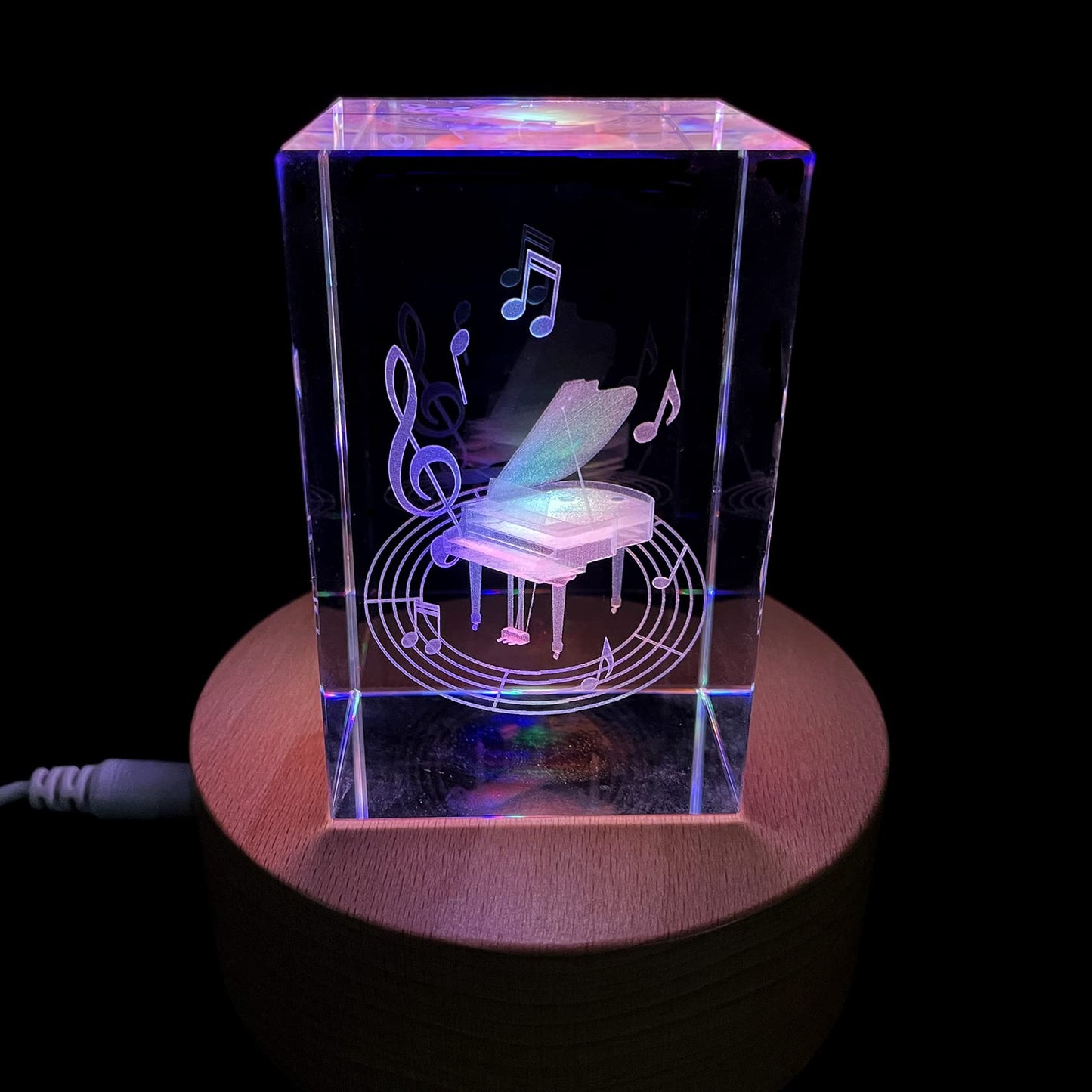 XINDAM 3D Piano Paperweight Laser Etched in Crystal Glass Cube for Graduation Christmas Birthday Valentine's Day