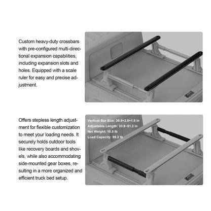 Tonneau Compatible Truck Bed Rack, Fits Tacoma, JT & Ranger, Aluminum Construction, 838 lbs Load Capacity, Anti-Theft & Easy Install