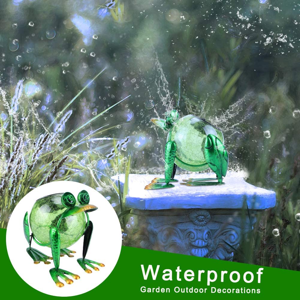 Solar Garden Lantern Waterproof LED Frog Solar Lights Outdoor Decorative Tabletop Lanterns Lamp for Pool Decor and Yard Patio Table Decoration or Mother's Day Gifts