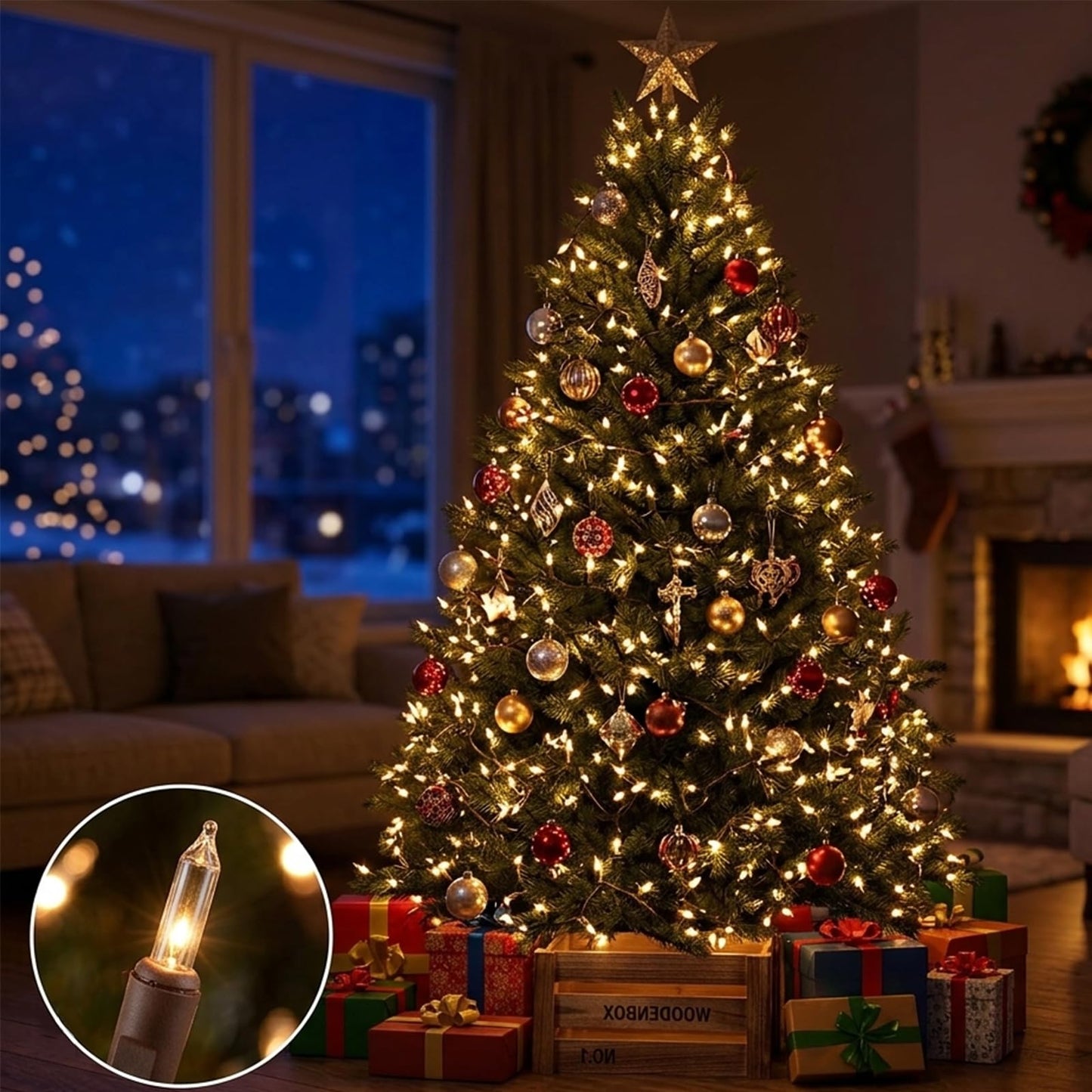 Vigdur Solar String Lights Outdoor - 2 Packs 28ft 70 Count String Lights on Brown Wire Cord, Solar Powered Christmas Lights for Patio Home Party Garden Decor