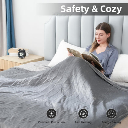Electric Heated Blanket Full Size 72"x84", Cozy Large Oversized, 5 Heating Levels & 10 Hours Auto Off, Cozy for Bed, Sofa, & Office, Machine Washable, Purple