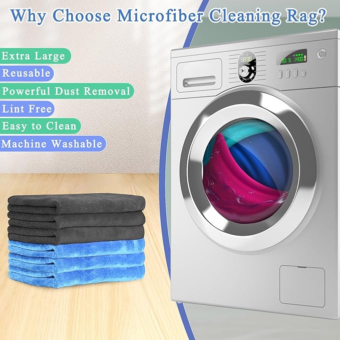 12 Pcs Extra Large Microfiber Cleaning Cloth, Microfiber Towels