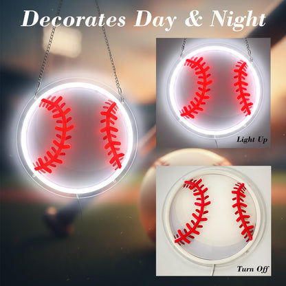 Baseball Gifts for Boys 8-12, Baseball Neon Sign for Wall Decor, Dimmable LED Light with Printed Design for Bedroom Sports Room Decor, 9 x 9 Inches