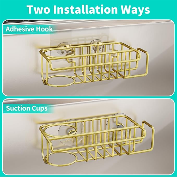 HapiRm Sponge Holder for Kitchen Sink, No Drill Kitchen Sink Caddy Organizer