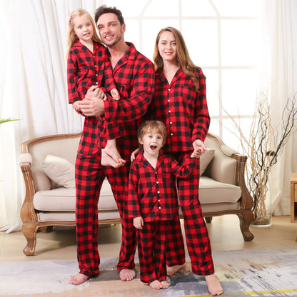 CARETOO Matching Family Pajamas Sets Long Sleeve Christmas Reindeer Plaid Pjs Striped Kids Holiday Sleepwear Homewear (Red, Medium/Women's)