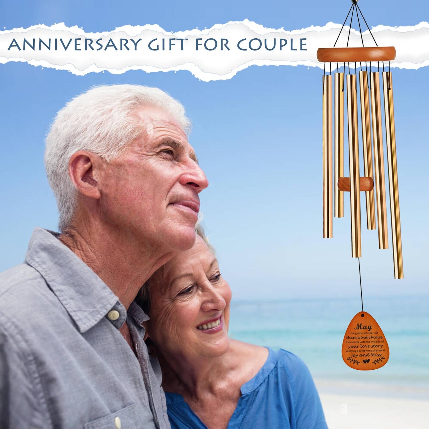 39th 35" Wind Chimes Anniversary Wedding Gifts for Couple, Unique Parents Wedding Anniversary Decorations, Personalized Cool Engagement Gifts